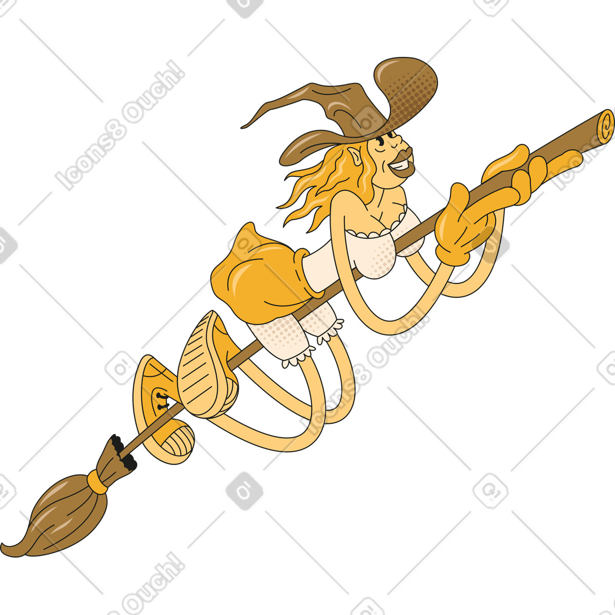 Witch illustration in Rubber style download in PNG, SVG