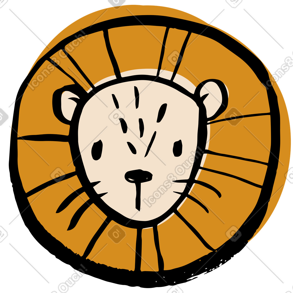 Löwenkopf-Illustration im Scandi-Stil als Download in PNG, SVG