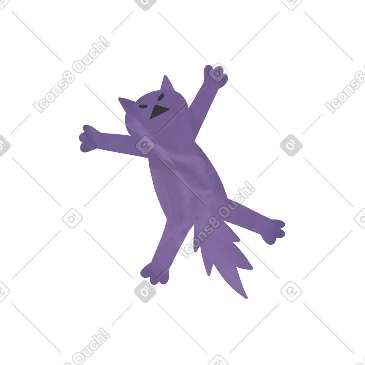 Papery 스타일의 고양이 일러스트레이션 PNG, SVG 다운로드