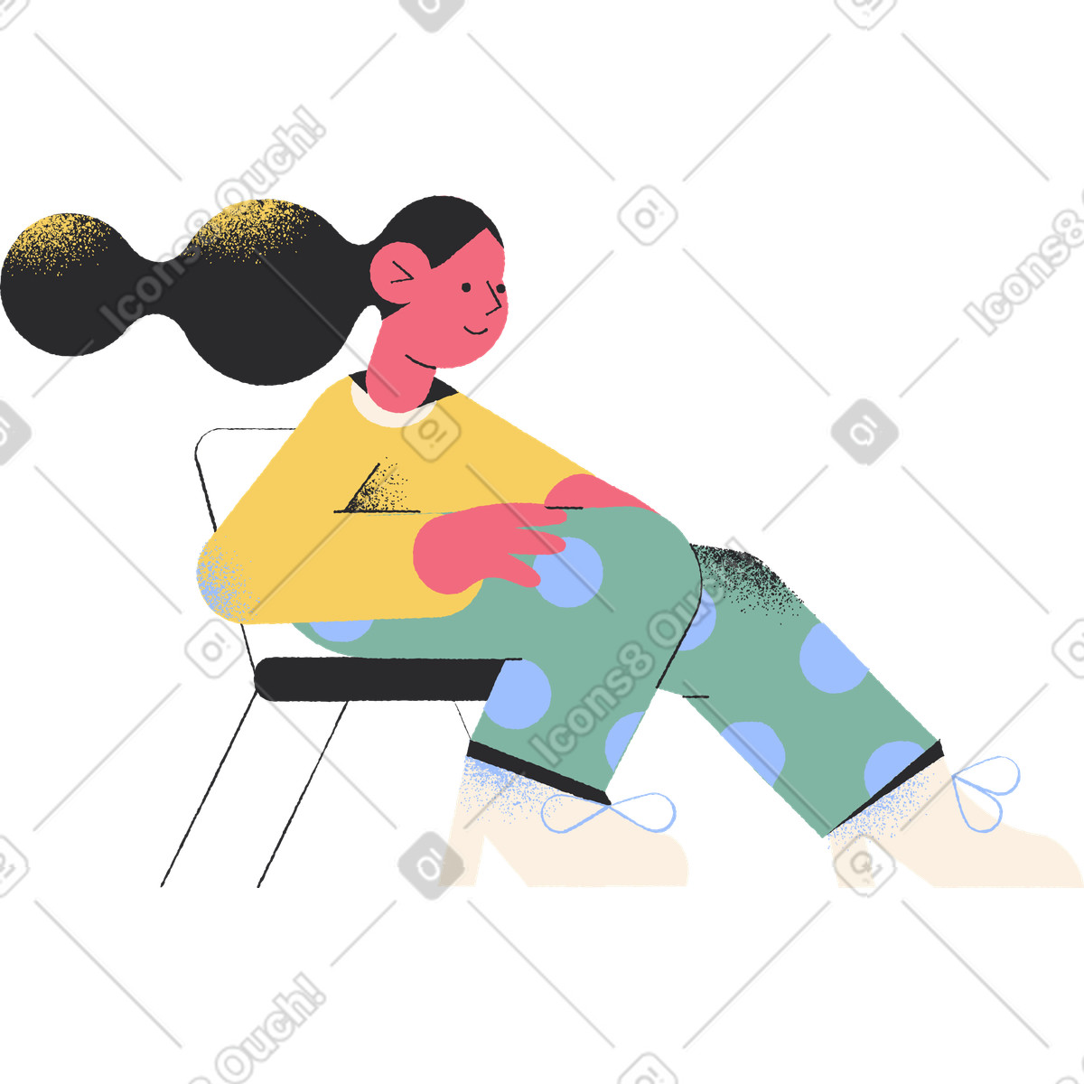 Illustration Chaise assise fille dans le style Pablo à télécharger aux formats PNG, SVG