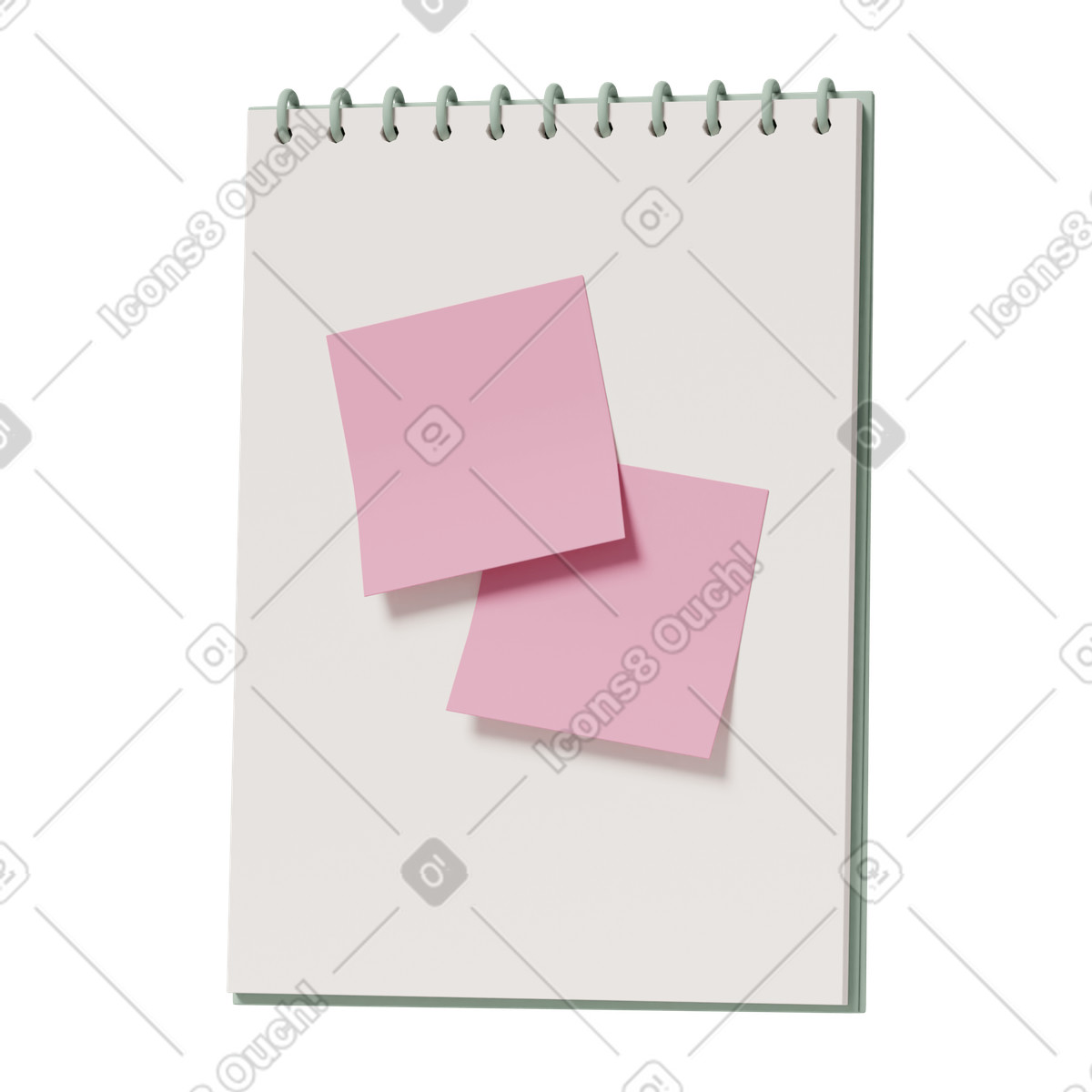 Notebook with sticky notes illustration in 3D Casual life style download in PNG, SVG