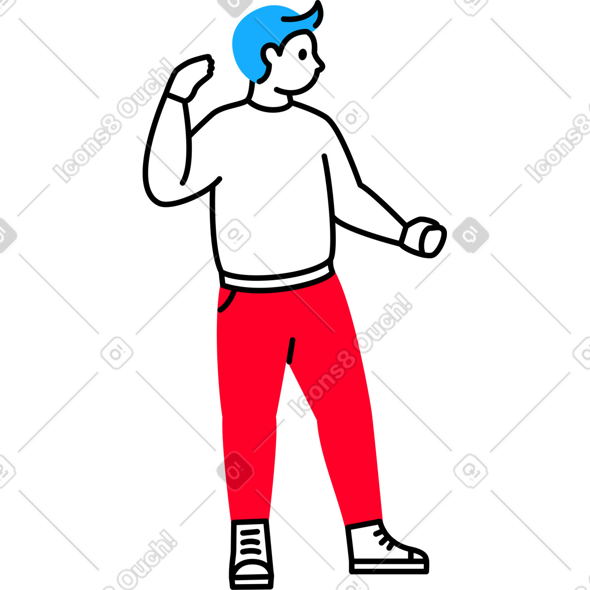 Man standing sideways illustration in Transistor style download in PNG, SVG