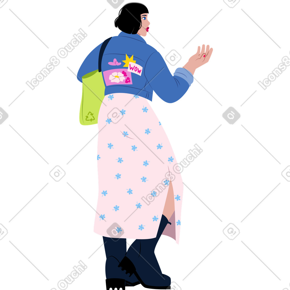 Ilustração de Jovem com a mão estendida em no estilo Everyday para baixar em PNG, SVG