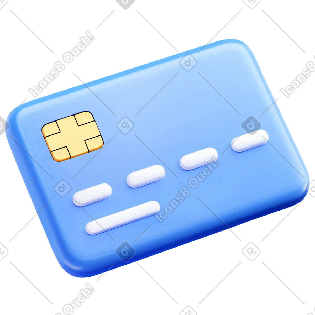 Blue plastic credit card illustration in 3D Cutie style download in PNG, SVG