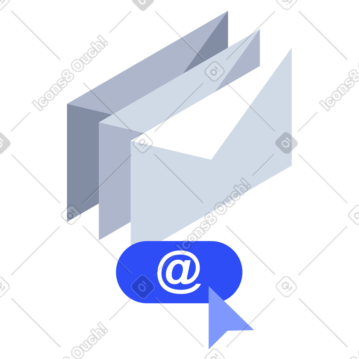 Envelopes with email symbol and cursor, newsletter signup subscription illustrazione in stile System scarica in PNG, SVG