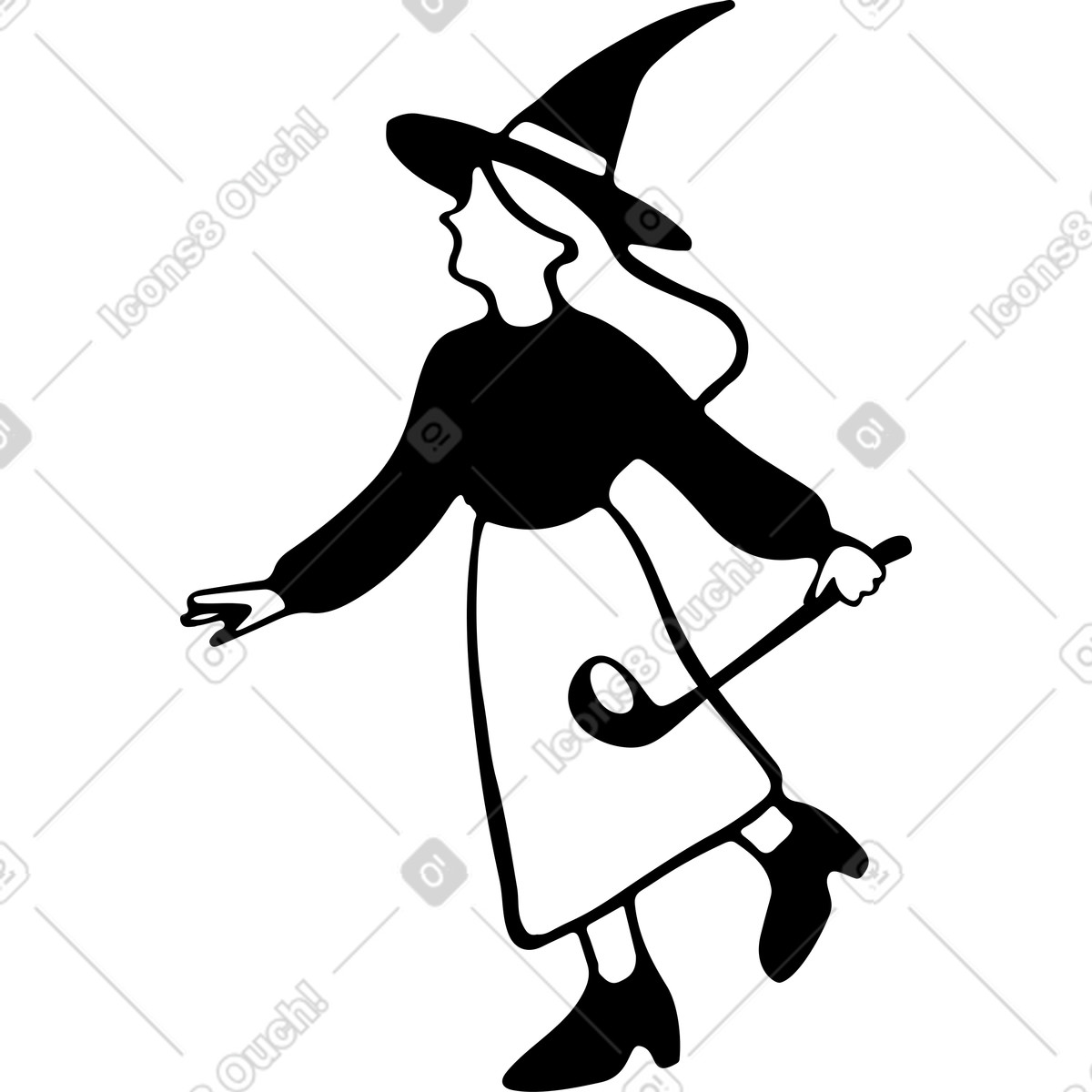 Witch with cooker illustration in Journal style download in PNG, SVG