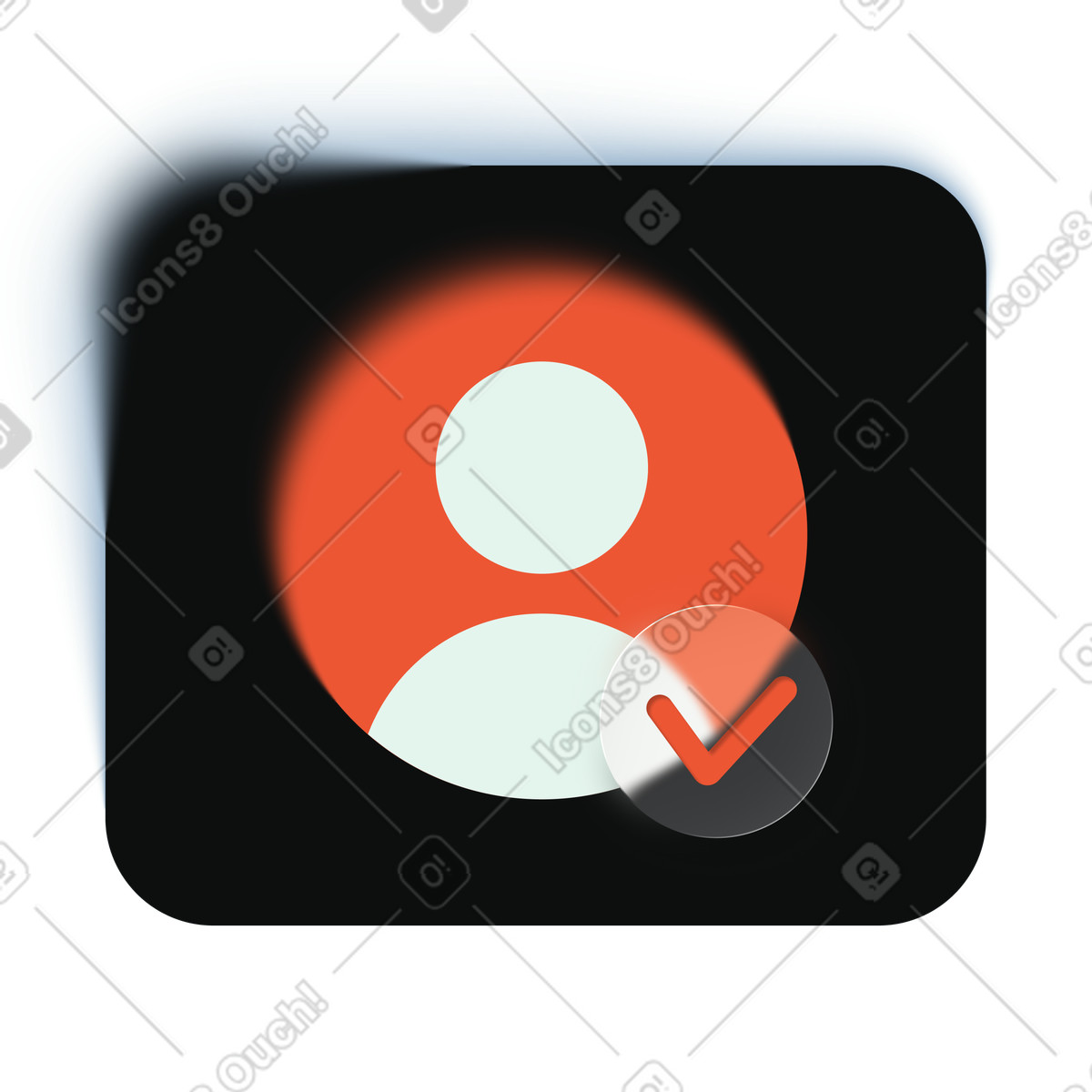 PNG、SVG 形式の チェックマークバッジ付きのユーザーアバター、アカウントの確認、プロフィールの承認 イラスト