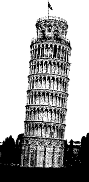 Leaning tower with multiple arches - Bitmap style illustration