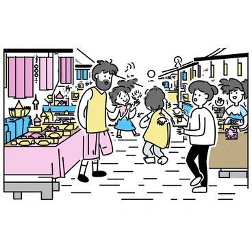 A bustling marketplace filled with various stalls and vendors showcasing exotic goods. Colorful fabrics, vibrant spices, and intricate trinkets are displayed on wooden tables. In the center, "Eragon," dressed in a simple tunic and trousers, is browsing the goods with a curious expression. Nearby, a merchant with a long beard is enthusiastically demonstrating a unique item, while a woman in a flowing dress examines a piece of jewelry. A group of children runs by, laughing and playing, adding to the lively atmosphere of the market. The bright sunlight casts shadows across the cobblestone ground, creating a warm ambiance.