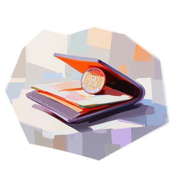 An open wallet positioned on a flat surface, displaying a single shiny coin nestled inside its compartment. The wallet is made of dark leather, showing fine stitches along the edges. The coin, a detailed representation of a historic currency, gleams under the light, with intricate engravings visible on its surface. The surrounding area is softly blurred, emphasizing the wallet and the coin as the main focal points of the image.