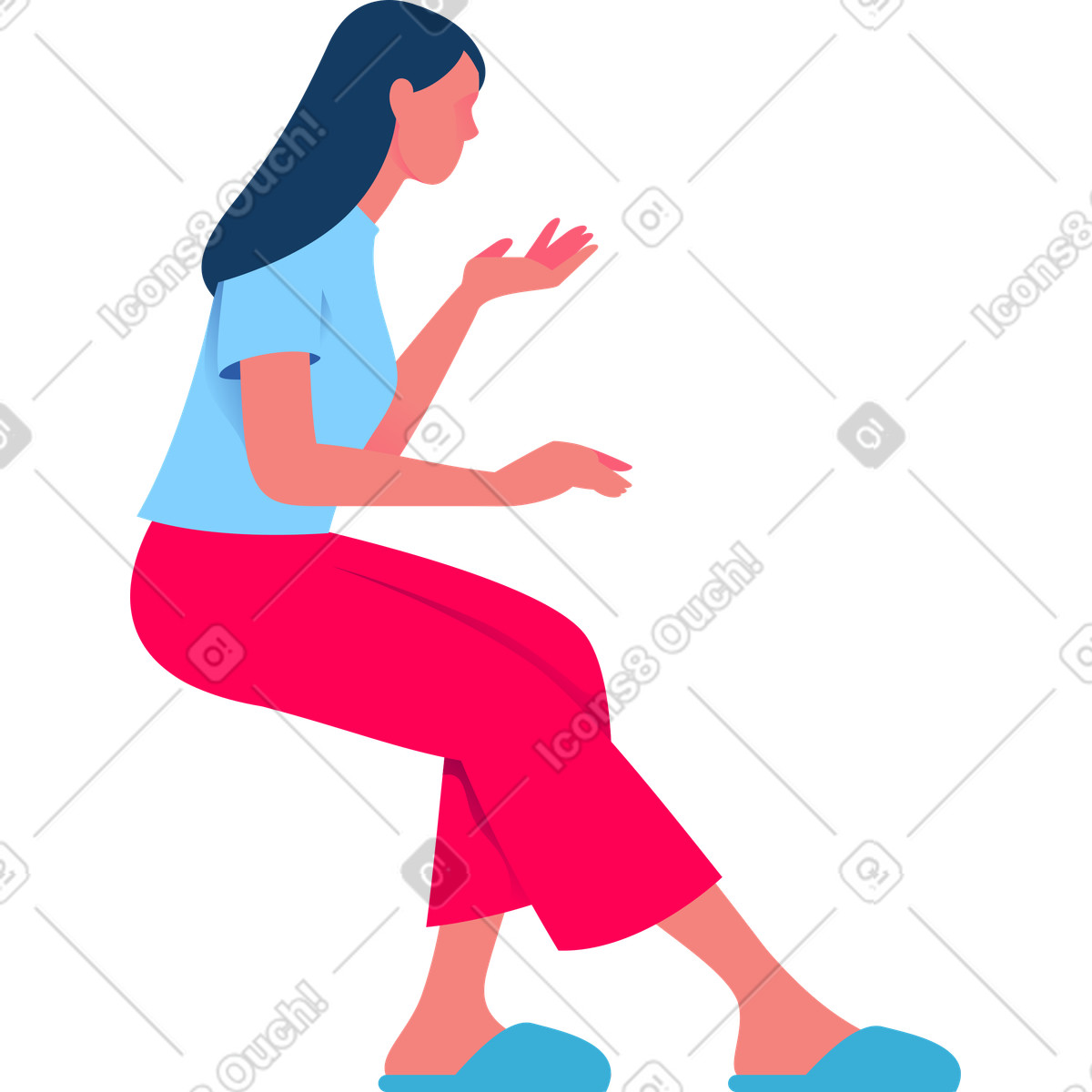 Ilustração de Mulher sentada em no estilo Daily para baixar em PNG, SVG