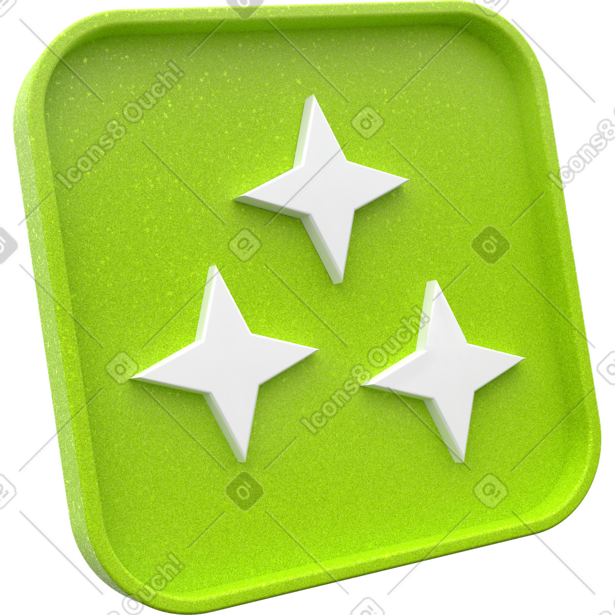 Illustration Icône étoile verte, bouton, symbole générateur d'ia dans le style 3D Enterprise à télécharger aux formats PNG, SVG