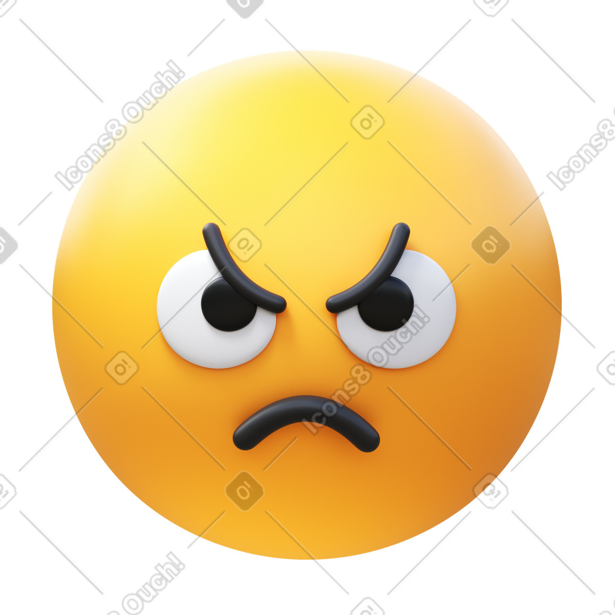 Illustration Visage énervé dans le style 3D Fluency à télécharger aux formats PNG, SVG