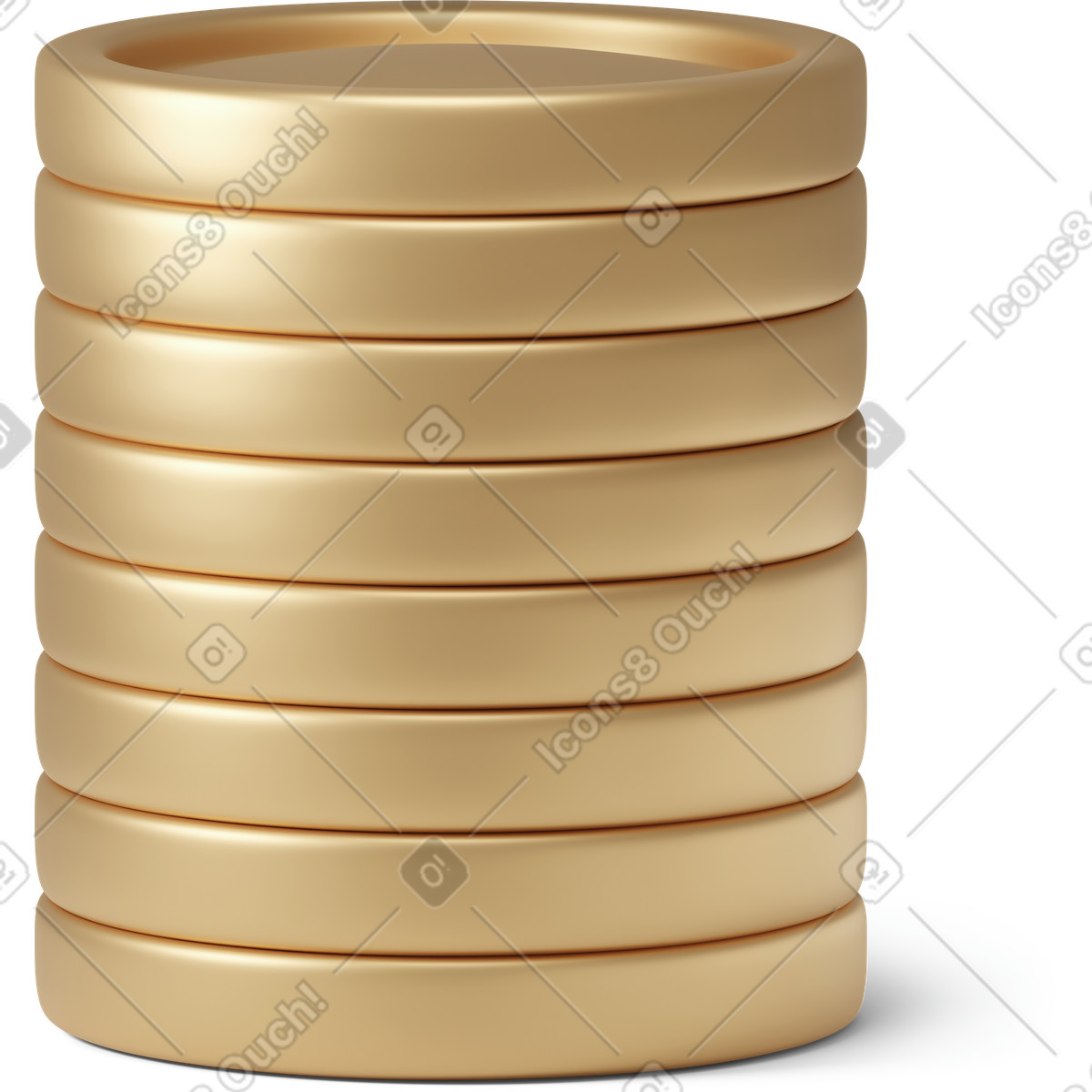 Illustration Pile of eight golden coins dans le style 3D Business à télécharger aux formats PNG, SVG