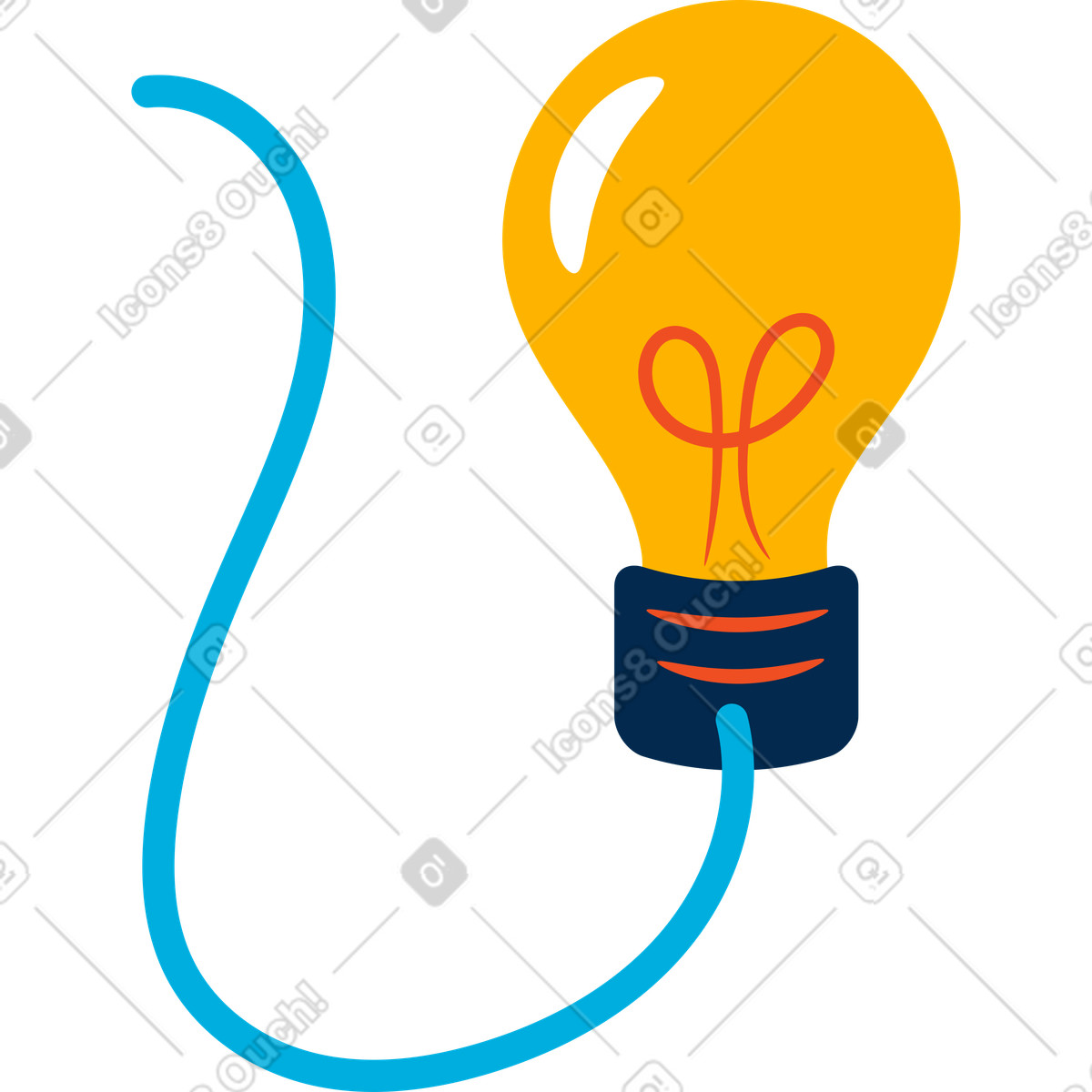 Lightbulb illustration in Flame style download in PNG, SVG