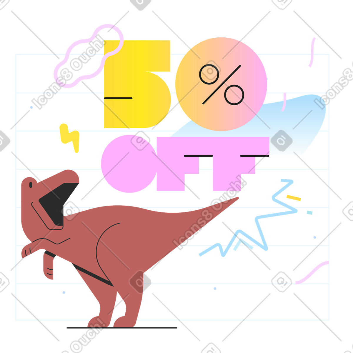 Marginalia スタイルの 50％オフ のイラストをPNG、SVG形式でダウンロード