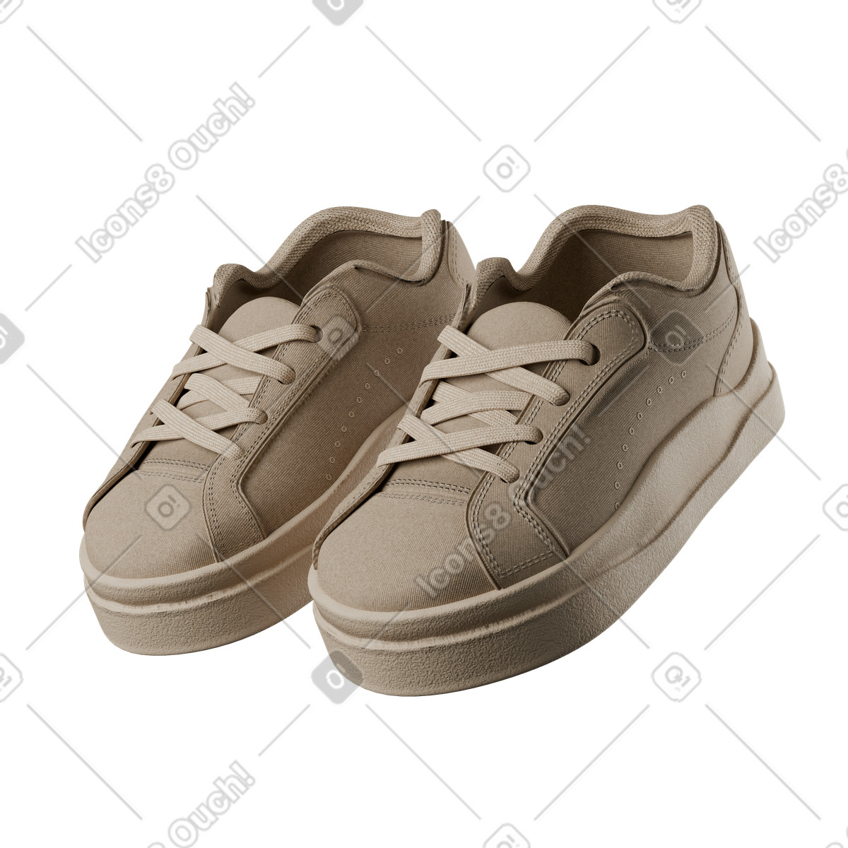 Ilustración Zapatillas beige en estilo 3D Kindy a descargar en PNG y SVG