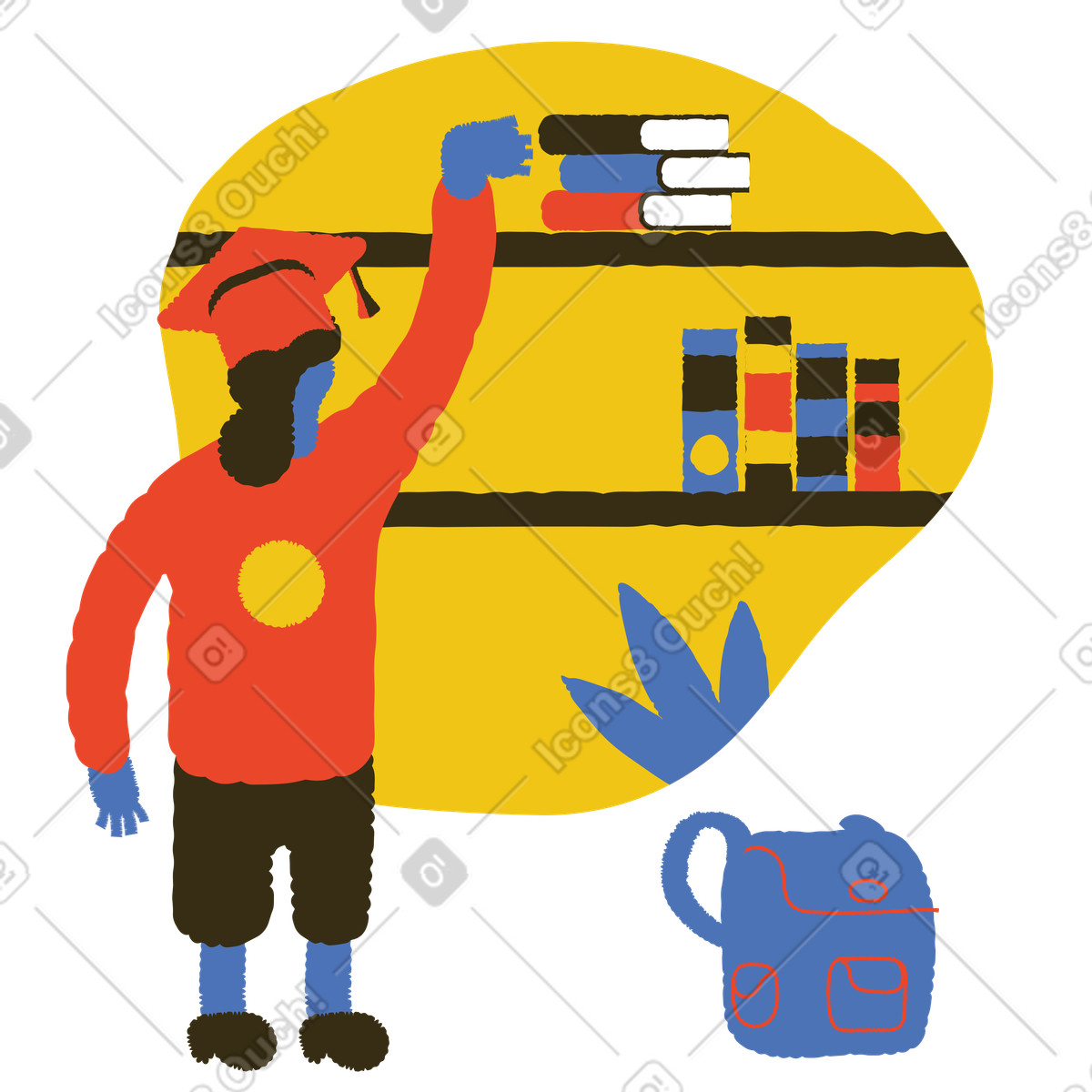 Persona che prende in prestito libri dalla biblioteca illustrazione stile Bermuda scarica PNG, SVG