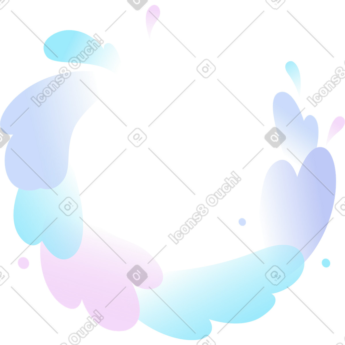 Ilustración Nubes pastel multicolores en un marco redondo estilo Airy a descargar PNG y SVG