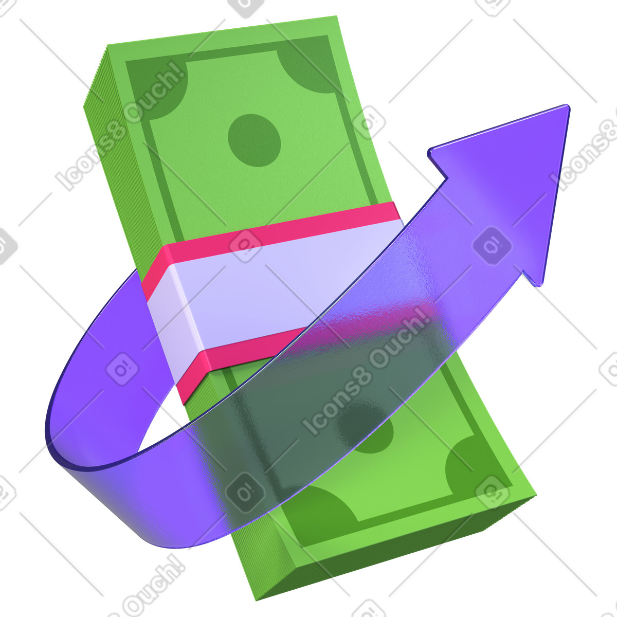 下载 3D Boost 风格的 金钱增长、财务成功、投资利润 插画，支持 PNG、SVG 格式