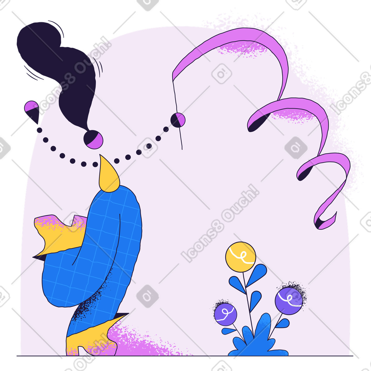 Donna con nastro di ginnastica ritmica illustrazione in stile Conifer scarica in PNG, SVG