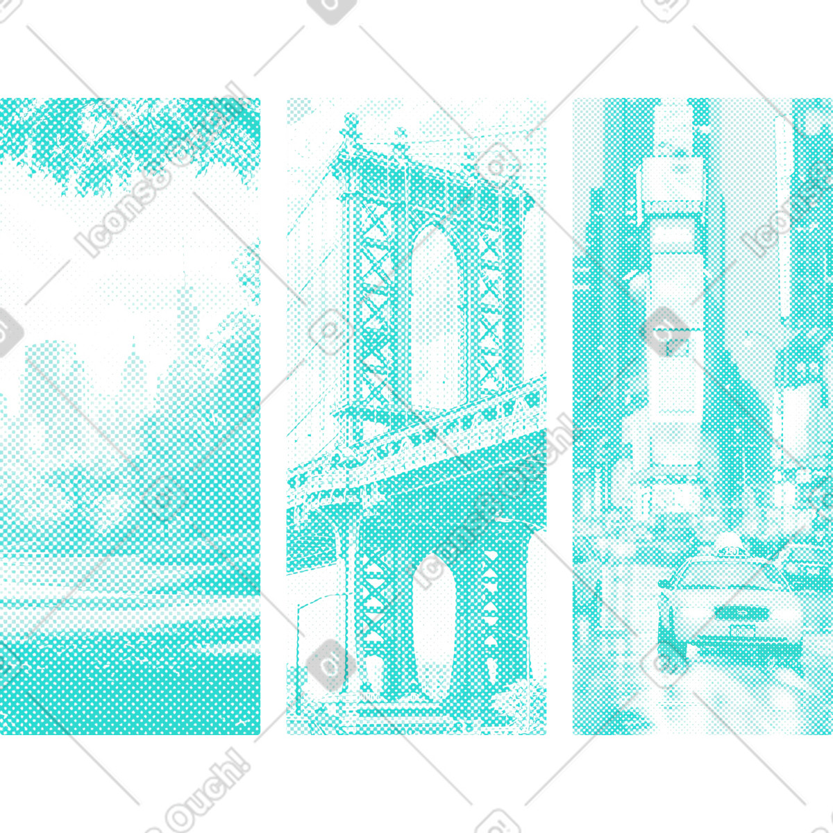 Luoghi sullo sfondo di new york illustrazione in stile Halftone scarica in PNG, SVG