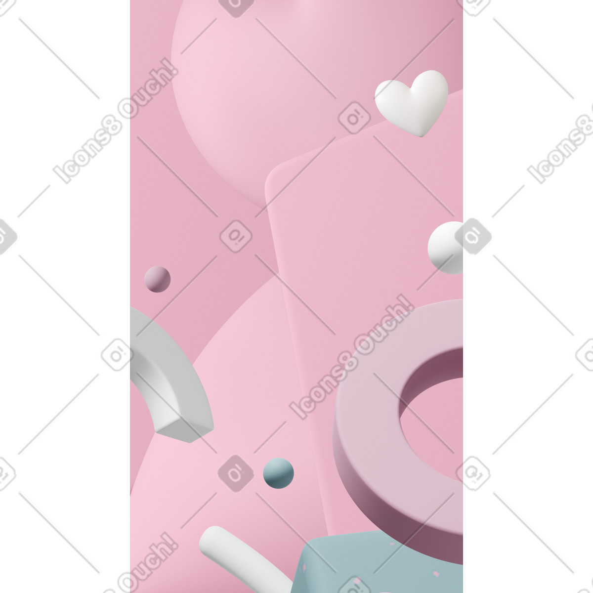Experimental スタイルの 3 d 形状とピンクの抽象的な背景 のイラストをPNG、SVG形式でダウンロード