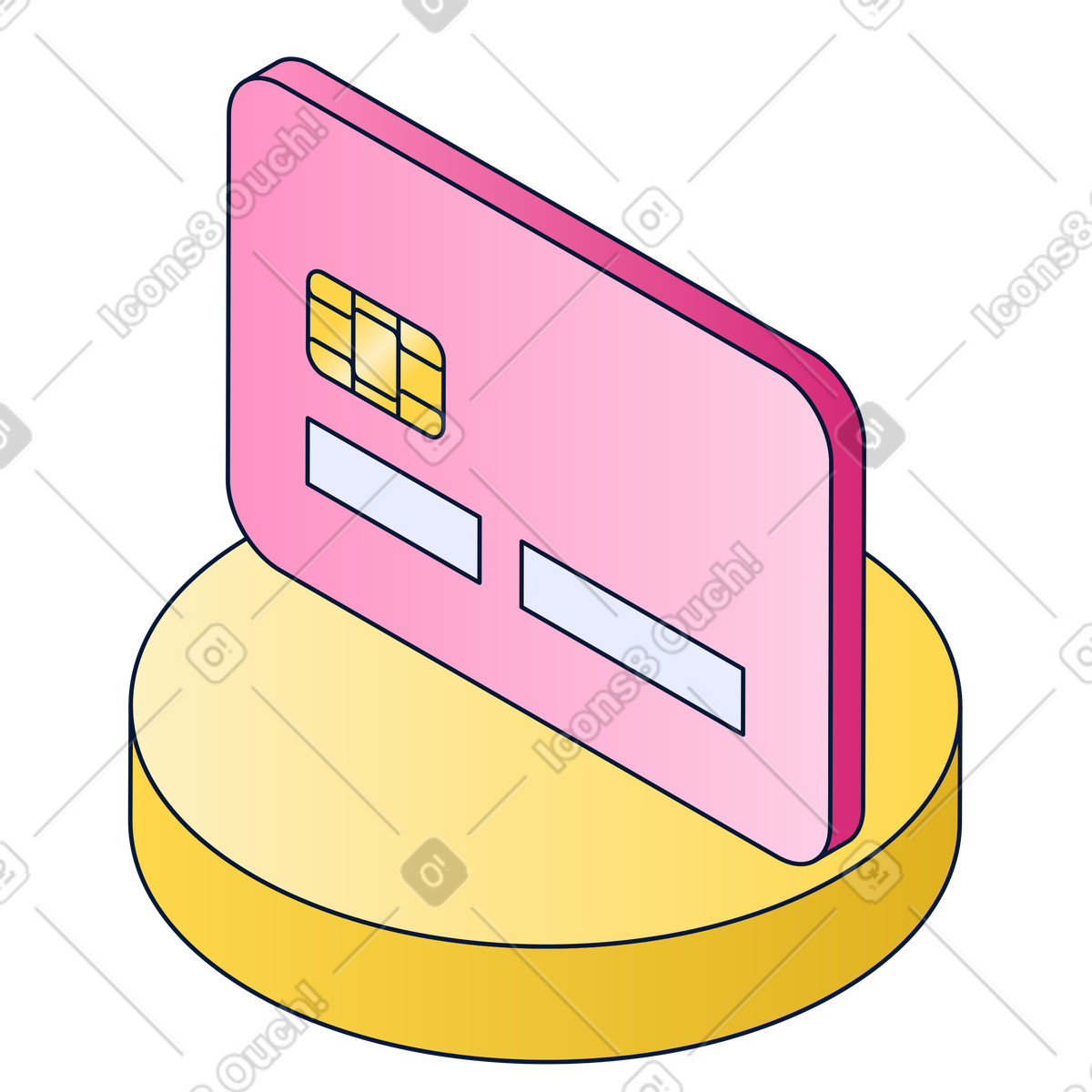 Bank card on round base, digital banking and cashless payment illustrazione in stile Neat scarica in PNG, SVG