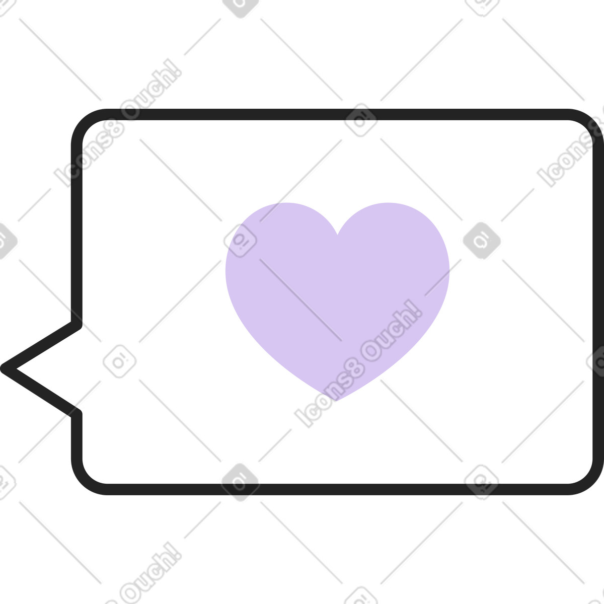 Ilustración Bocadillo de diálogo rectangular con corazón en estilo Sammy Line a descargar en PNG y SVG