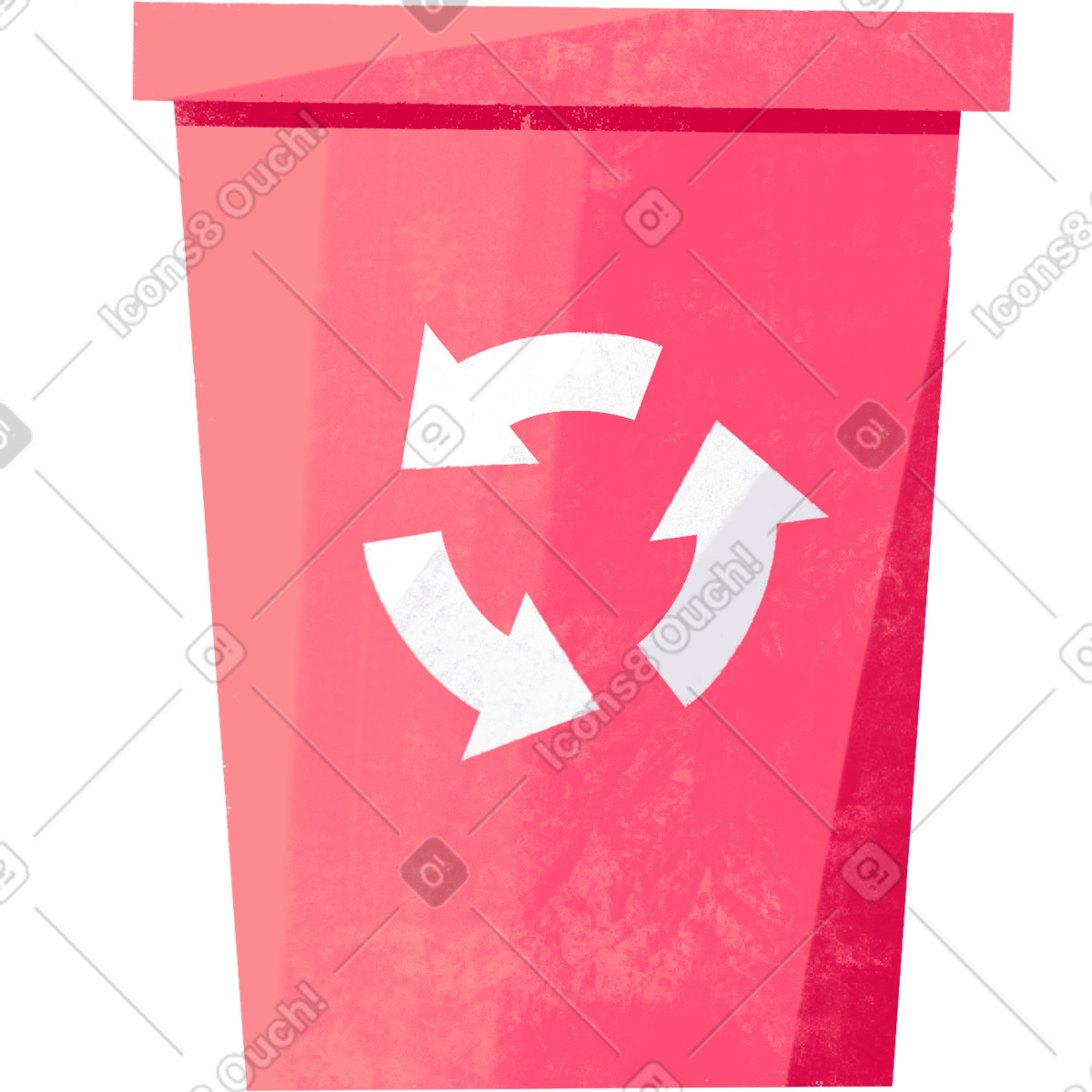 Illustration Pink trash bin with recycling icon dans le style Bonbon à télécharger aux formats PNG, SVG
