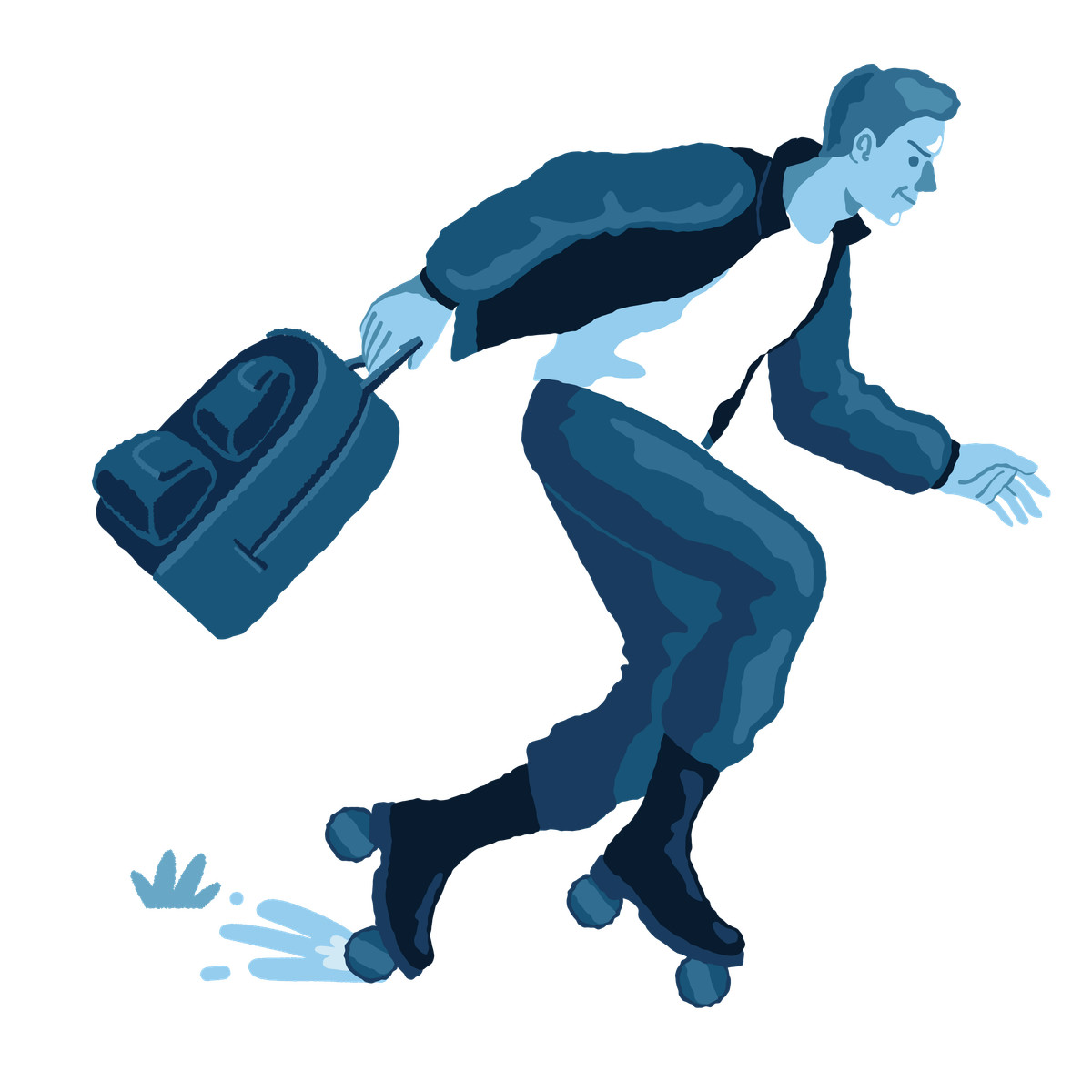 Иллюстрация Man on roller-skates with the backpack in hand в стиле Cherry — скачать в форматах PNG, SVG