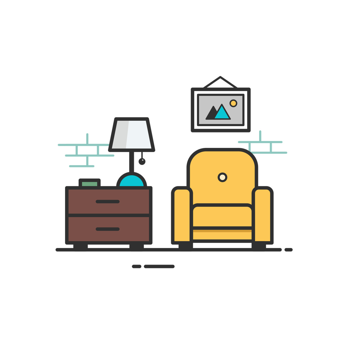 Ilustração de Sala estar em no estilo Gummy para baixar em PNG, SVG