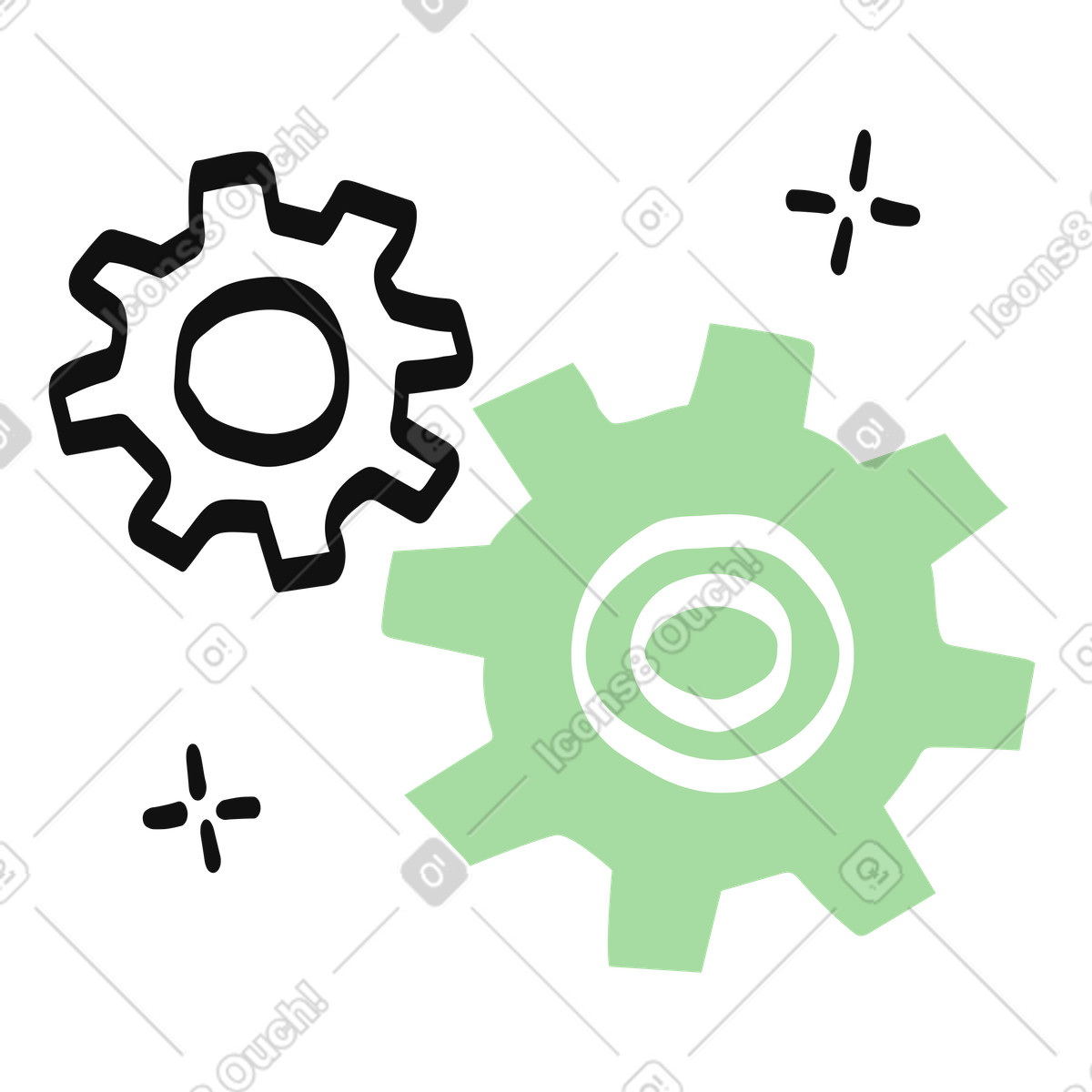 下载 Organic 风格的 Interlocking gear shapes for process collaboration 插画，支持 PNG、SVG 格式
