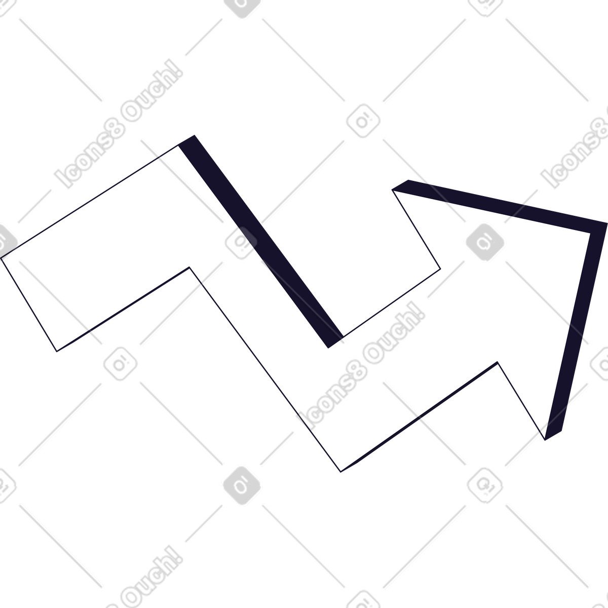Zigzag arrow illustration in PNG, SVG