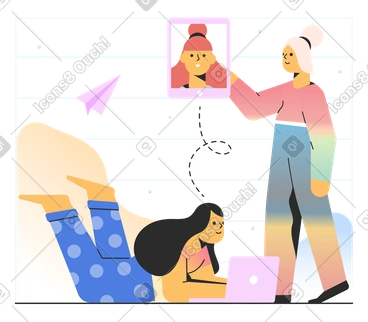 Women working remotely in team PNG, SVG