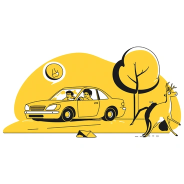 A car swerving to avoid a deer crossing the road, leading to a minor accident