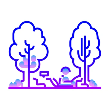 A park in Silicon Valley with people relaxing and working on laptops under trees.