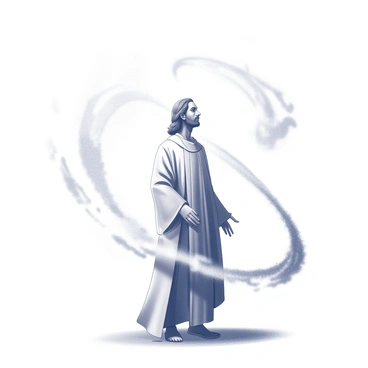 A prophet stands in a vast, empty void that conveys an immense sense of timelessness. The figure is adorned in flowing robes that suggest an otherworldly presence. Surrounding the prophet are ethereal forms, representing echoes of the past and future, depicted as swirling wisps of mist or light. The expressions on the prophet's face reflect deep contemplation and understanding as they gaze into the abyss. The background showcases a formless expanse, enhancing the sense of isolation and infinity surrounding this mystical encounter.