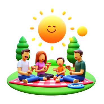 A family enjoying a picnic in the park with the amygdala illustrated as a cheerful guardian watching over them.