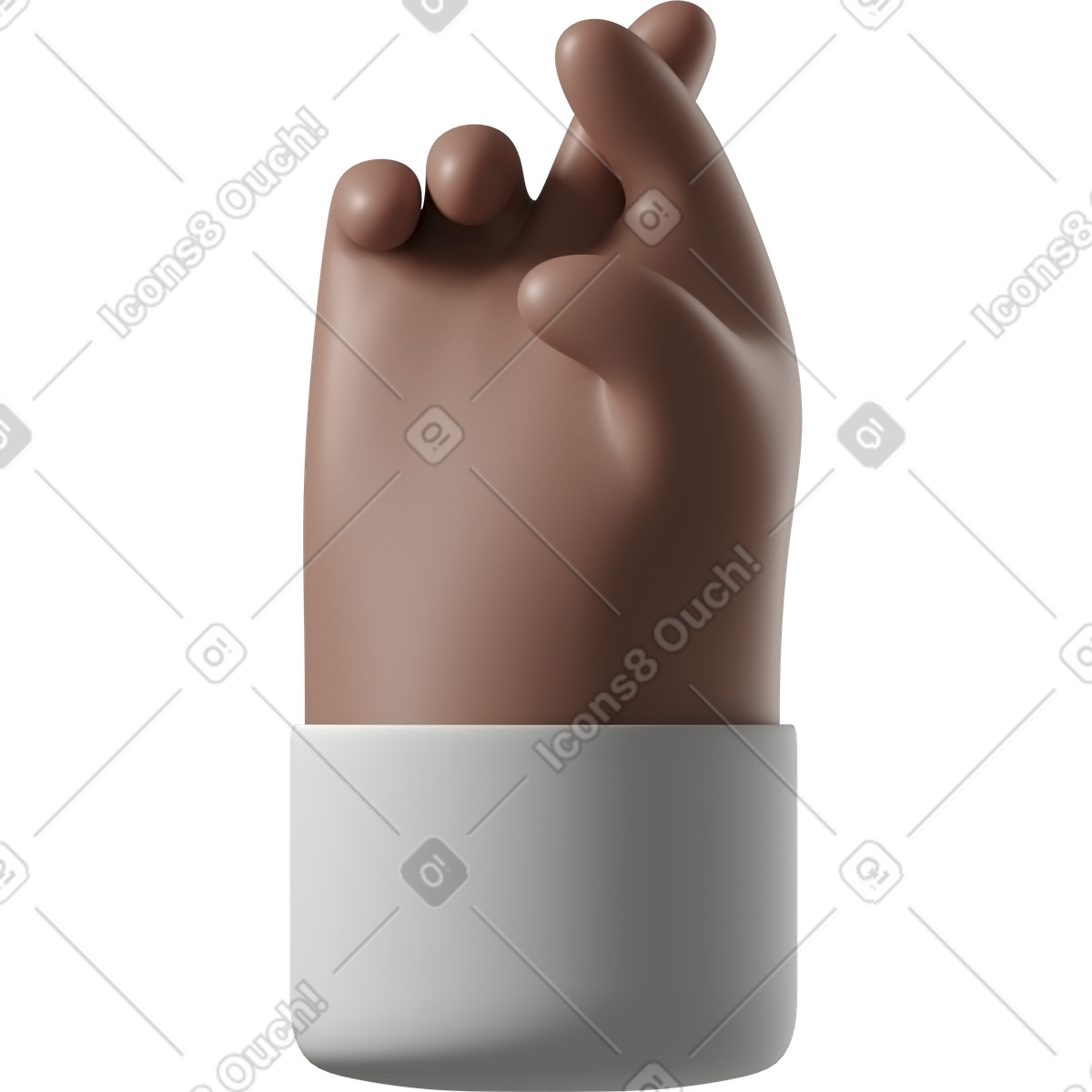 3D Hands Fun&Wild スタイルの 交差した指で茶色の肌の手 のイラストをPNG、SVG形式でダウンロード