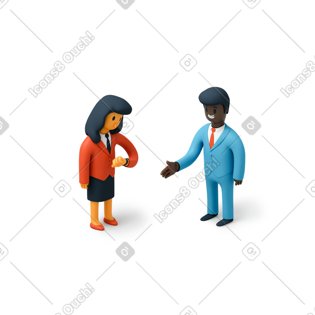 Illustration Homme d'affaires arrivant en retard à une réunion dans le style 3D Flame télécharger aux formats PNG, SVG