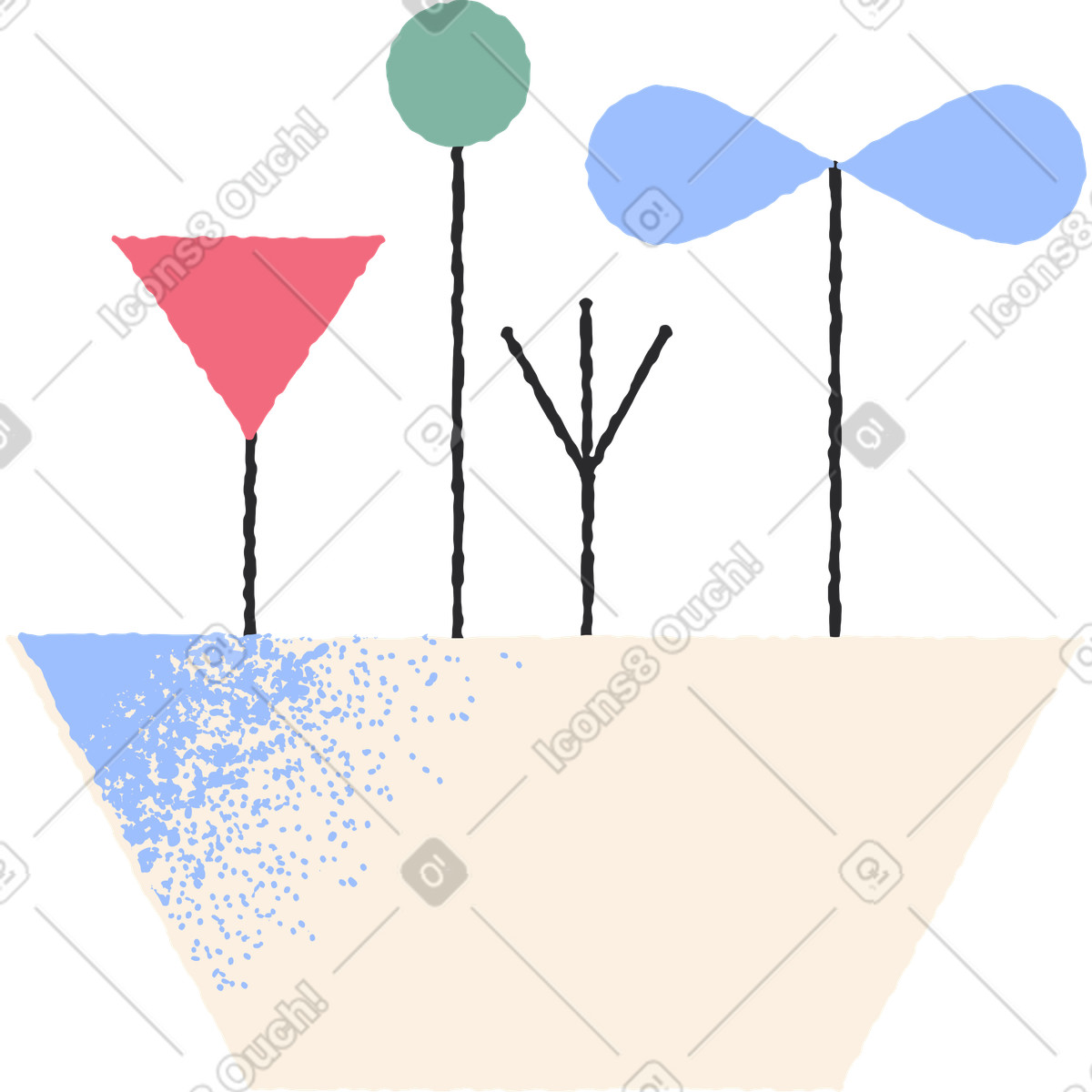 Illustration Fleurs en pot dans le style Pablo à télécharger aux formats PNG, SVG