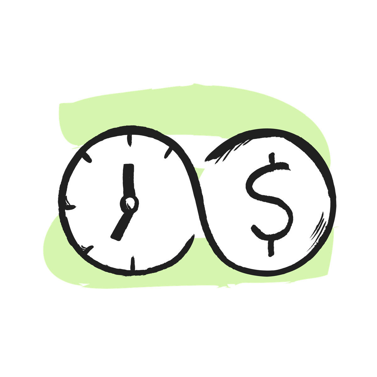 Time investment and business value, clock with dollar sign illustration in Pixeltrue icons style download in PNG, SVG