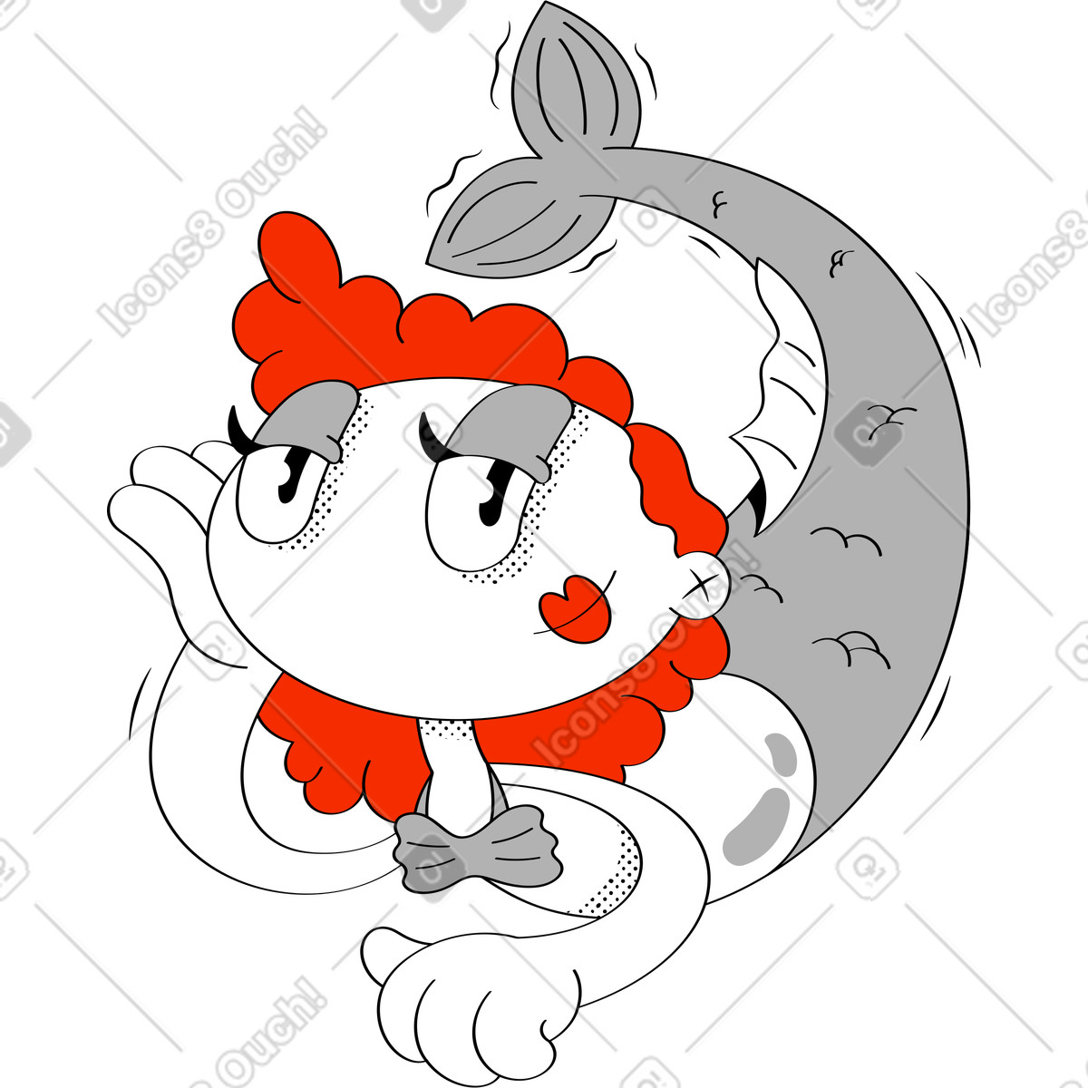 Mermaid illustration in Looney style download in PNG, SVG