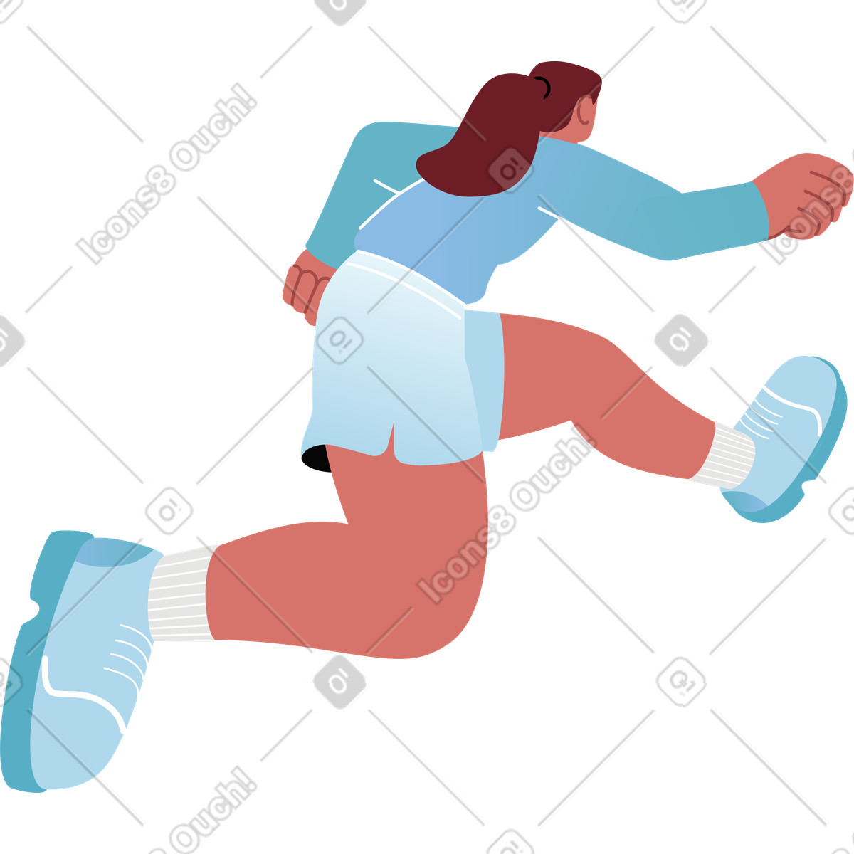 Woman jumping over an obstacle illustration in Airy style download in PNG, SVG