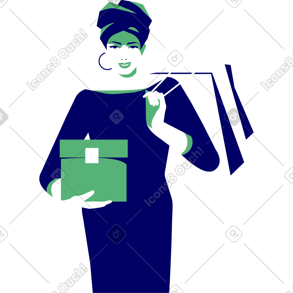 Shopping girl illustration in Lounge style download in PNG, SVG