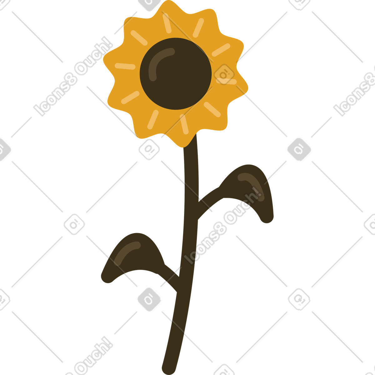 Arabica 스타일의 해바라기 일러스트레이션 PNG, SVG 다운로드