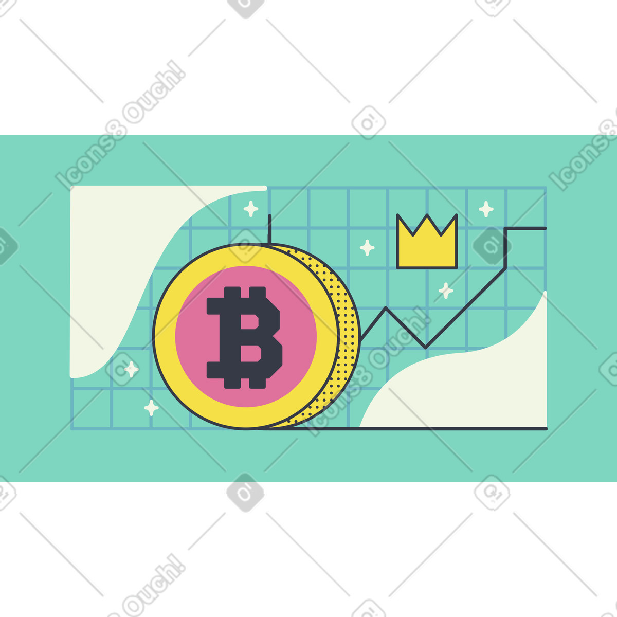 Kryptowährung steigt-Illustration im Abstract-Stil als Download in PNG, SVG