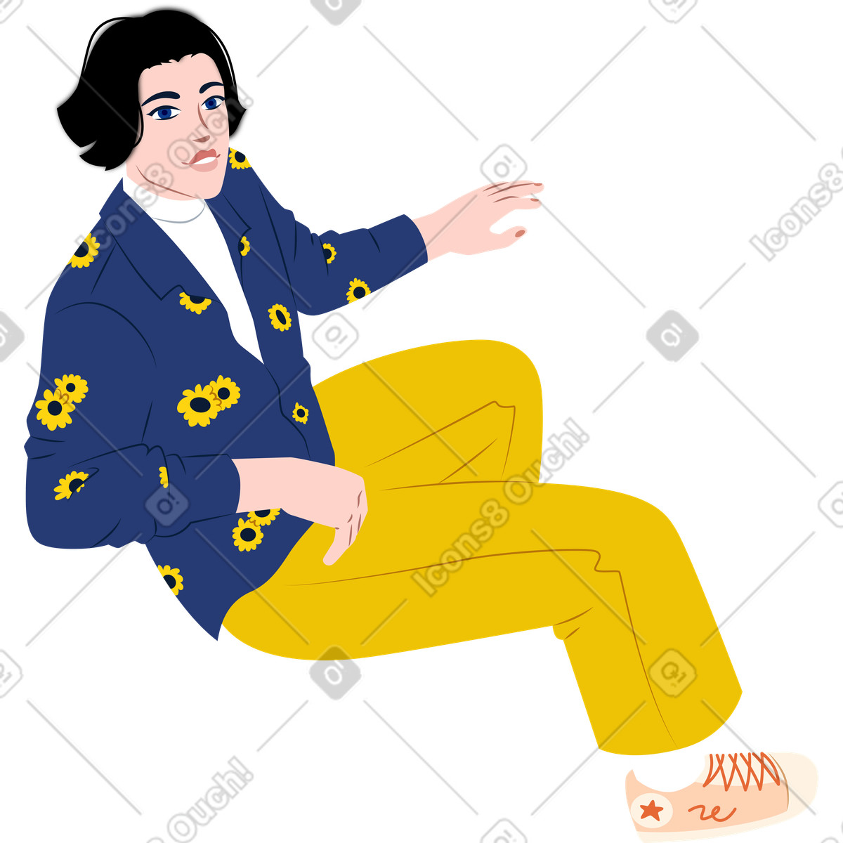 下载 Everyday 风格的 年轻人坐着 插画，支持 PNG、SVG 格式