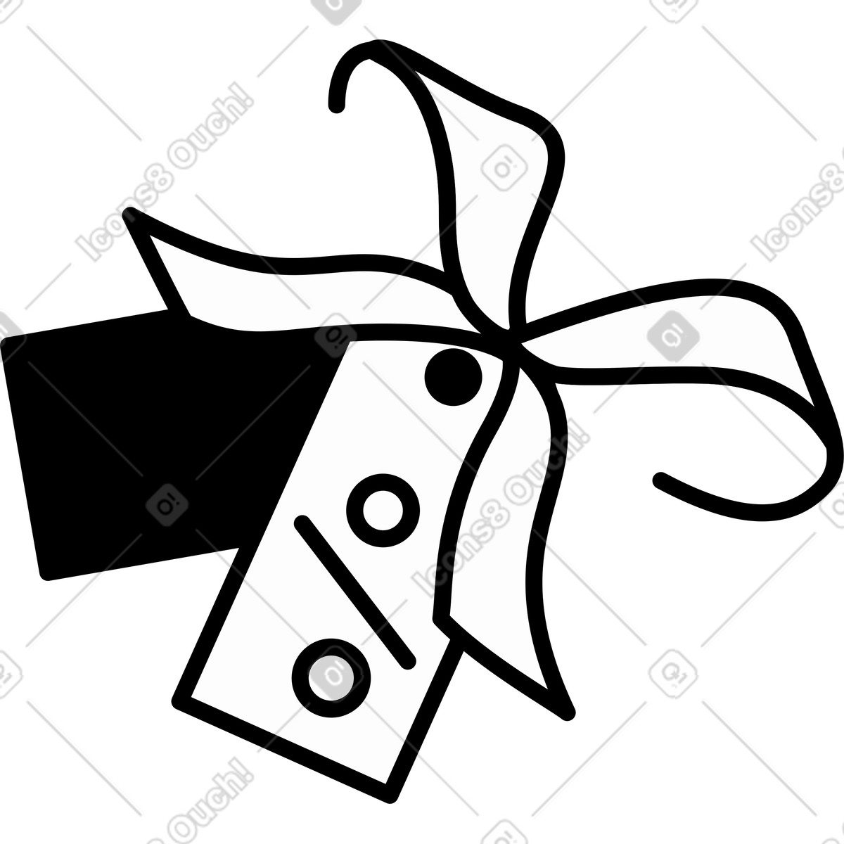 Ilustración Etiqueta de venta con un lazo en estilo Weekday a descargar en PNG y SVG